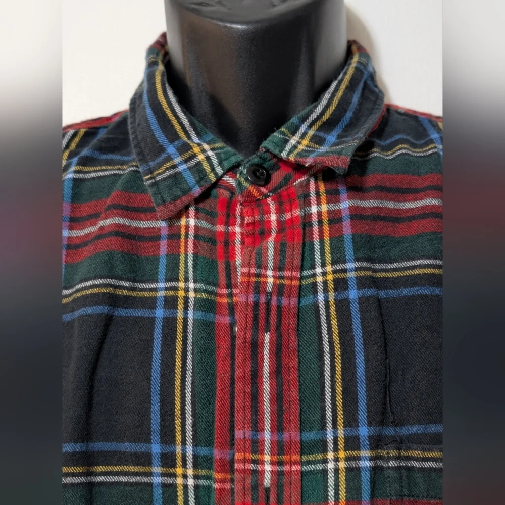 Men's J CREW NY Flannel Shirt Size XL Red Long Sleeve Button Front Work Casual